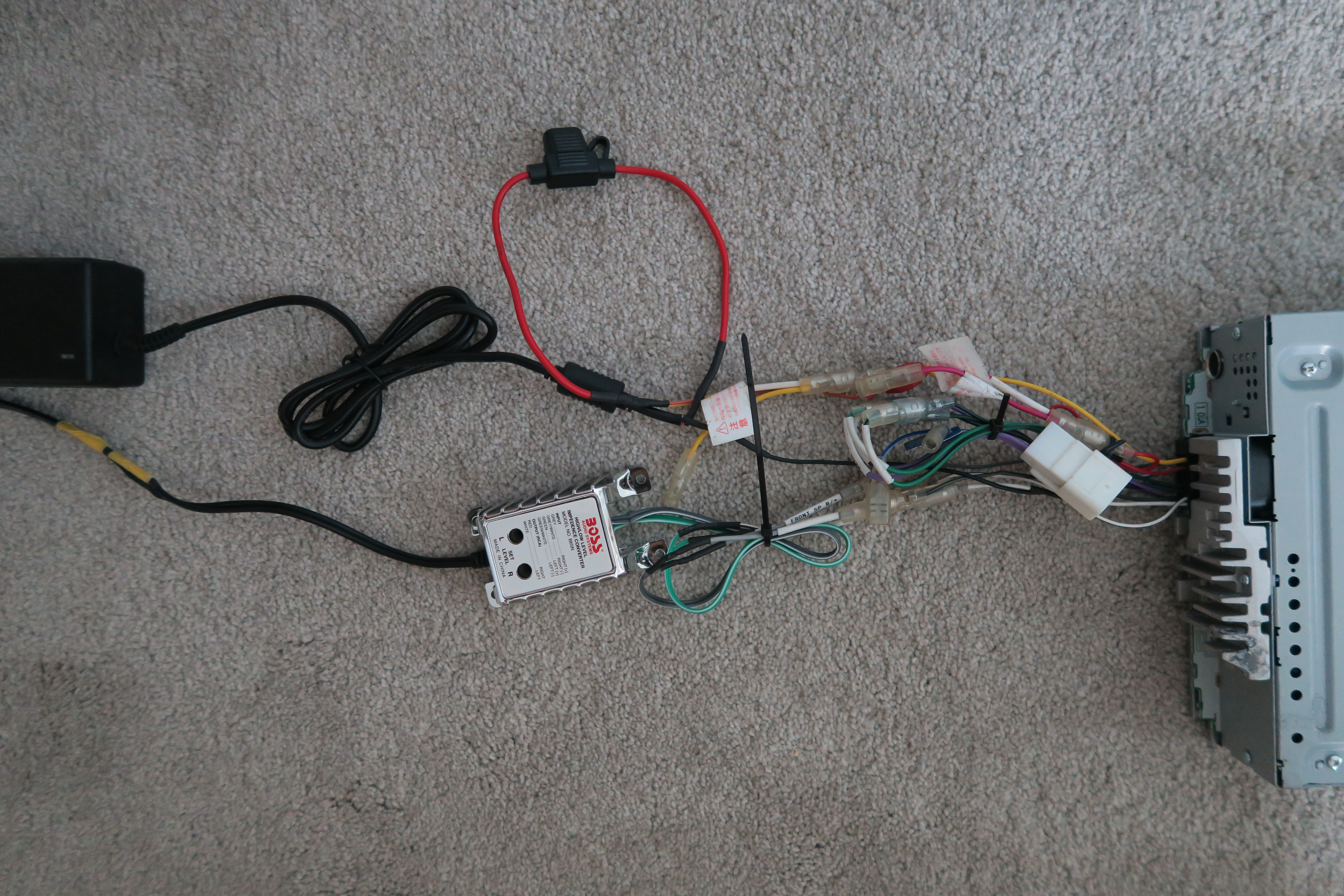 A top shot view of the wiring.